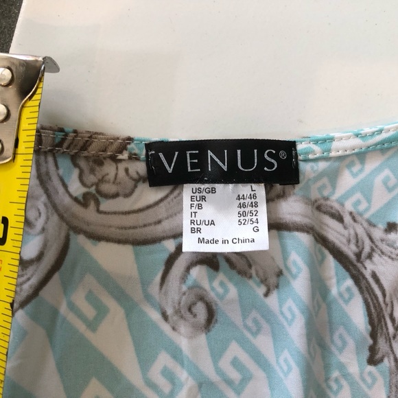 Venus ladies slinky shirted top in sea foam, grey and white size L 44/46 - Picture 5 of 6